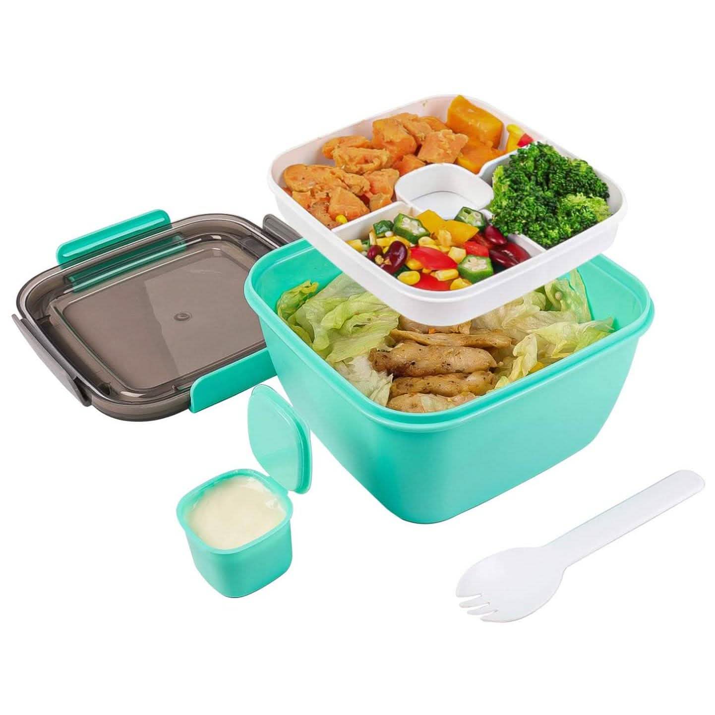 51oz Salad Bowl with Removable 3-Compartment Bento-Style Tray DailySale