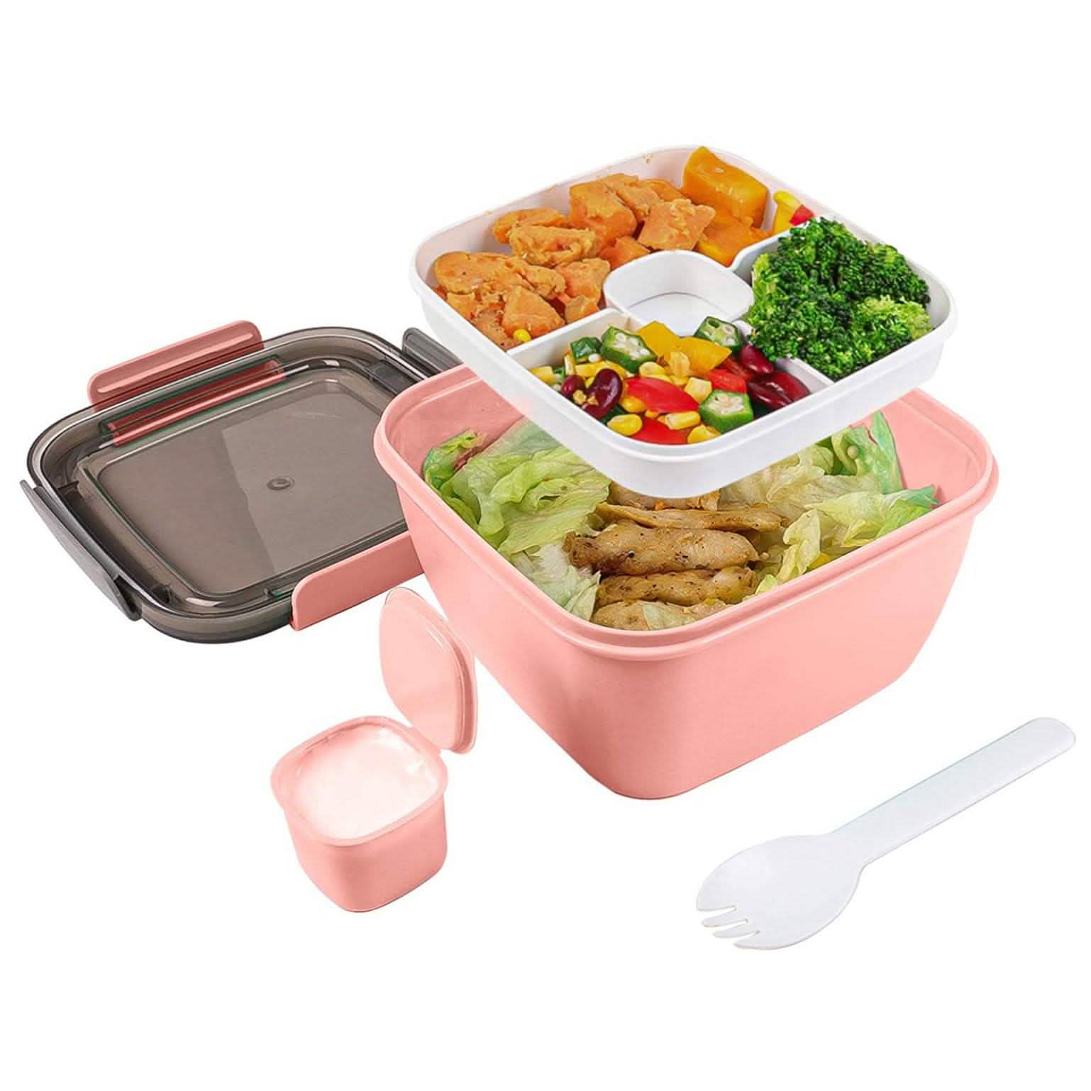 51oz Salad Bowl with Removable 3-Compartment Bento-Style Tray DailySale