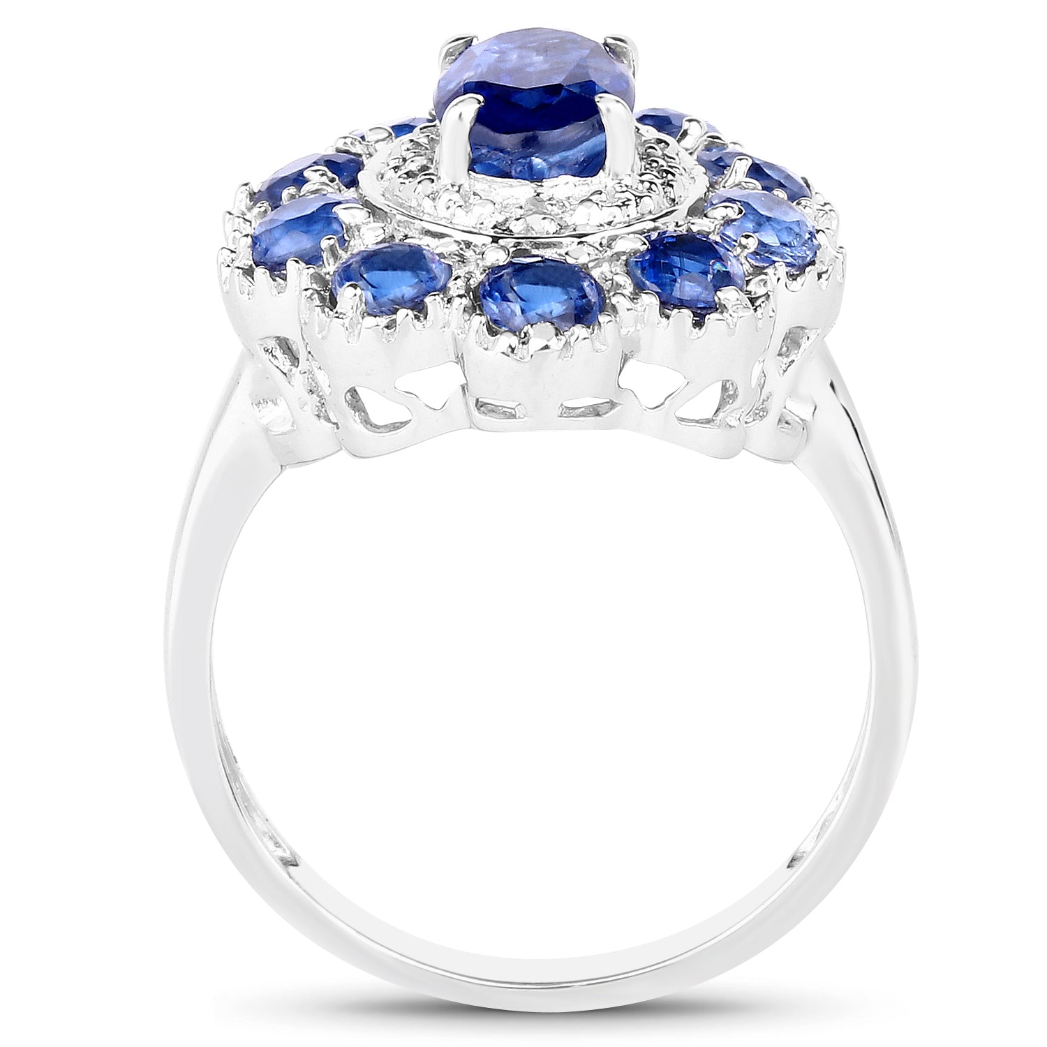 2.47 Carat Genuine Kyanite & White Topaz .925 Sterling Silver Ring Bids.com