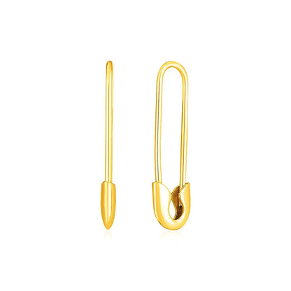 14k Yellow Gold Safety Pin Earrings Bids.com