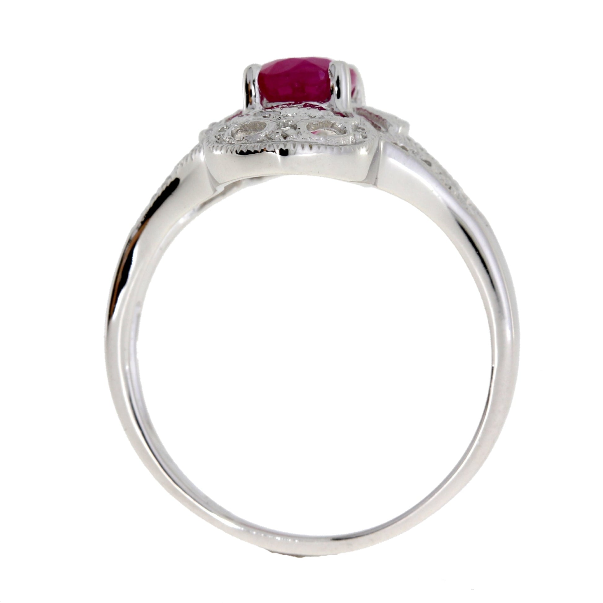 Natural 1.05ct Ruby Diamond Ring 10KT White Gold Bids.com