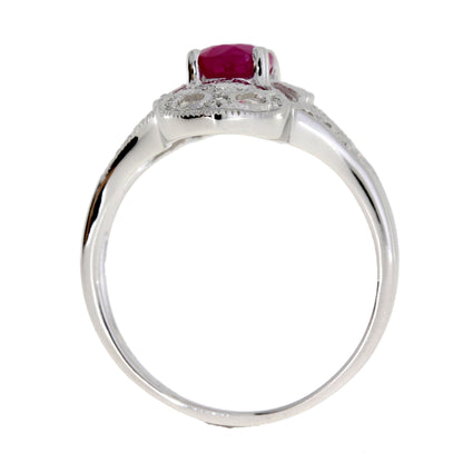 Natural 1.05ct Ruby Diamond Ring 10KT White Gold Bids.com