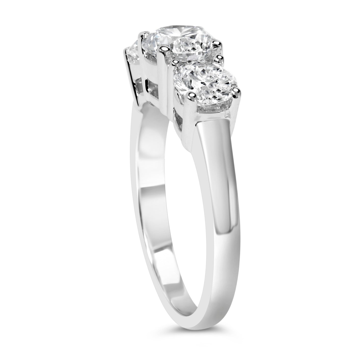 14K White Gold 2.00 Cttw Lab Grown Diamond 3 Stone Ring Band (F-G Color, VS1-VS2 Clarity) - Ring Size 7 Bids.com