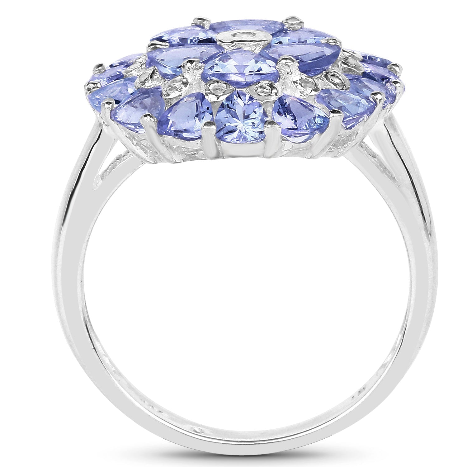 2.96 Carat Genuine Tanzanite and White Diamond .925 Sterling Silver Ring Bids.com