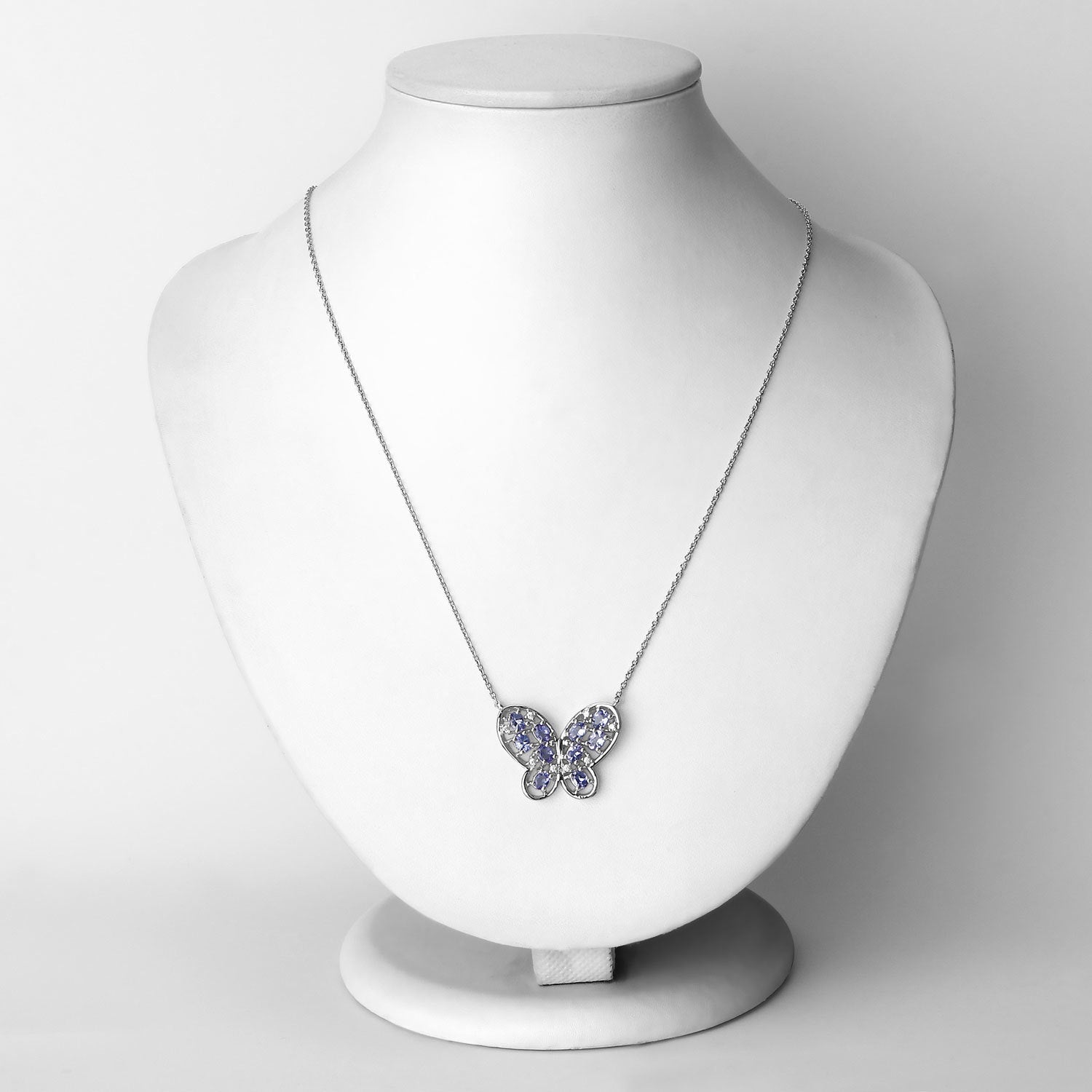 1.86 Carat Genuine Tanzanite and White Zircon .925 Sterling Silver Necklace Bids.com