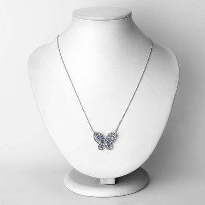 1.86 Carat Genuine Tanzanite and White Zircon .925 Sterling Silver Necklace Bids.com