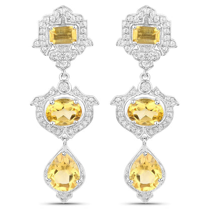 6.63 Carat Genuine Citrine and White Topaz .925 Sterling Silver Earrings Bids.com