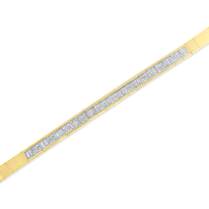 14K Yellow Gold 1-1/10 Cttw Princess & Baguette Cut Diamond 7" Alternating Stone Eternity Tennis Bracelet (G-H Color, VS1-VS2 Clarity) Bids.com