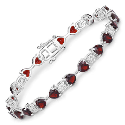 11.10 Carat Genuine Garnet and White Diamond .925 Sterling Silver Bracelet Bids.com