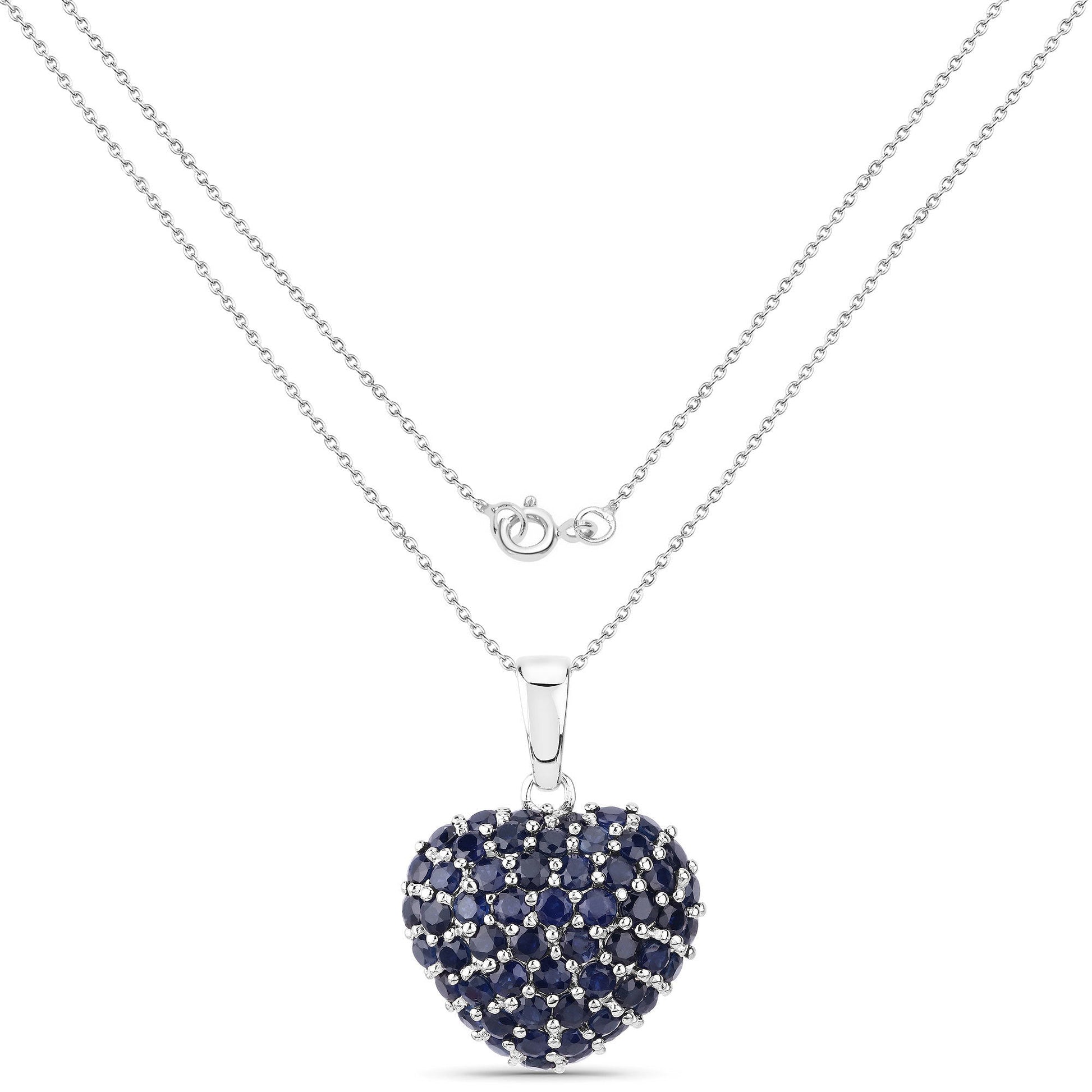 7.26 Carat Genuine Blue Sapphire .925 Sterling Silver Pendant Bids.com