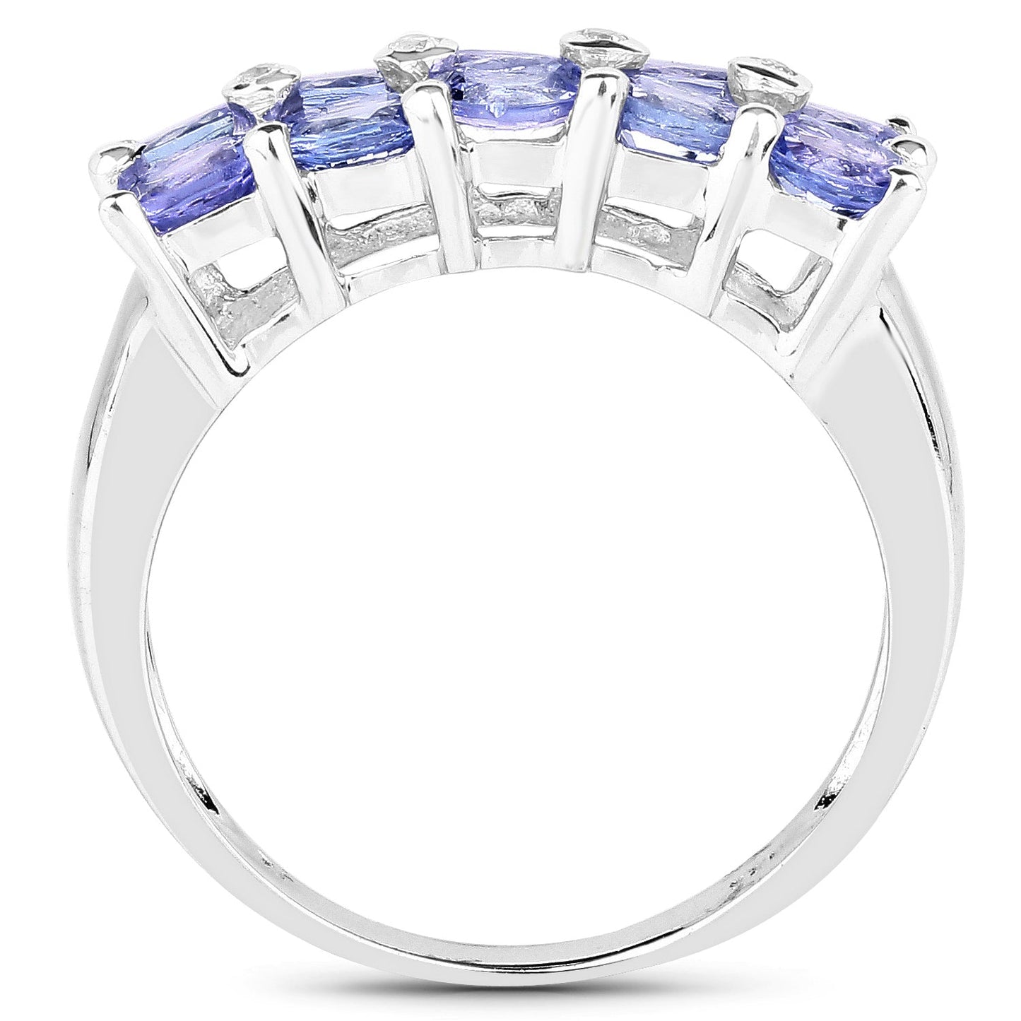1.76 Carat Genuine Tanzanite and White Sapphire .925 Sterling Silver Ring Bids.com
