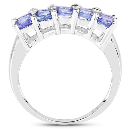 1.76 Carat Genuine Tanzanite and White Sapphire .925 Sterling Silver Ring Bids.com