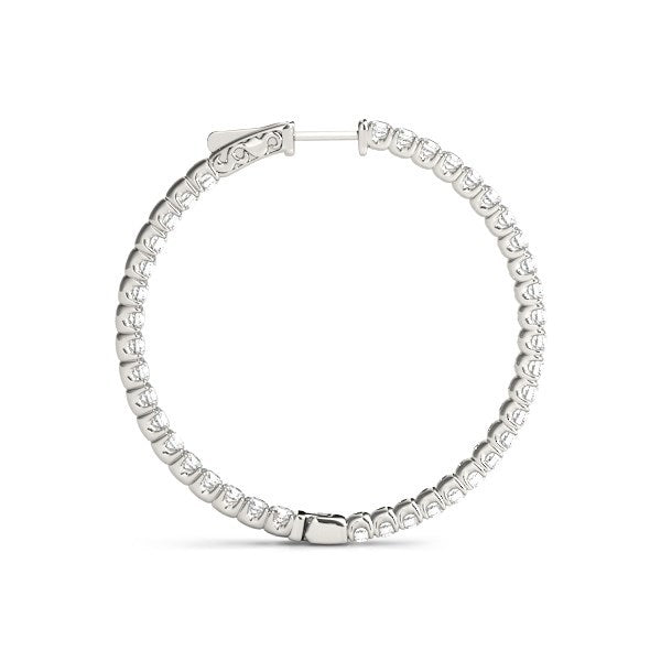 14k White Gold Diamond Hoop Earrings with Shared Prong Setting (2 cttw) Bids.com