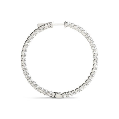 14k White Gold Diamond Hoop Earrings with Shared Prong Setting (2 cttw) Bids.com