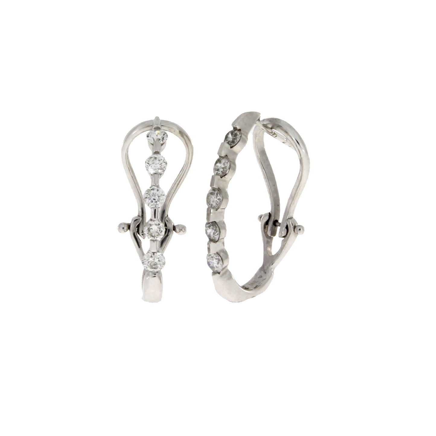 Genuine 1.00ct Diamond Hoop Earrings 14KT White Gold Bids.com