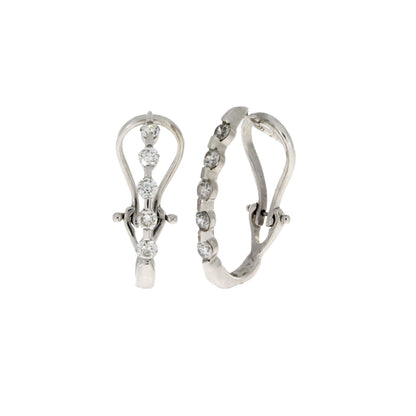 Genuine 1.00ct Diamond Hoop Earrings 14KT White Gold Bids.com