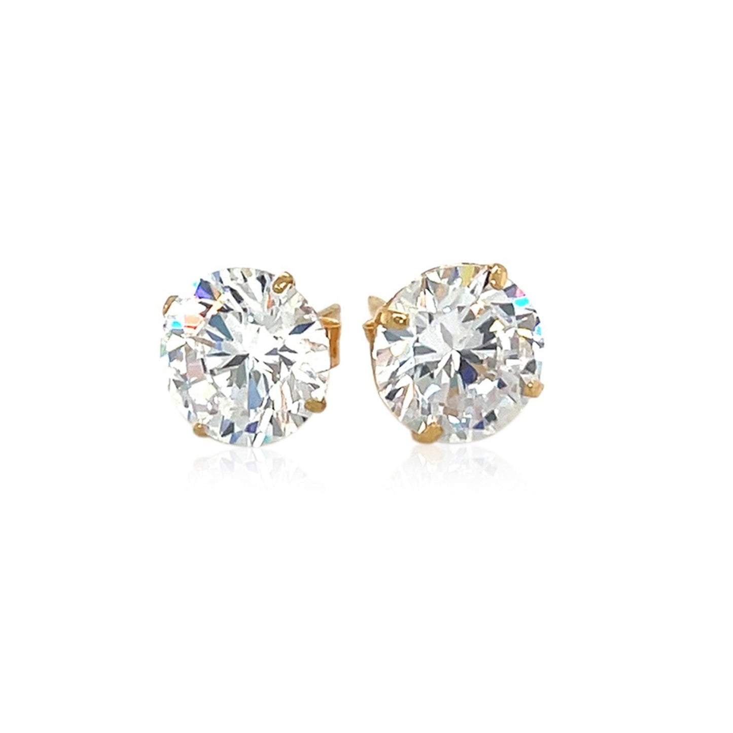 14k Yellow Gold 8.0mm Round CZ Stud Earrings Bids.com