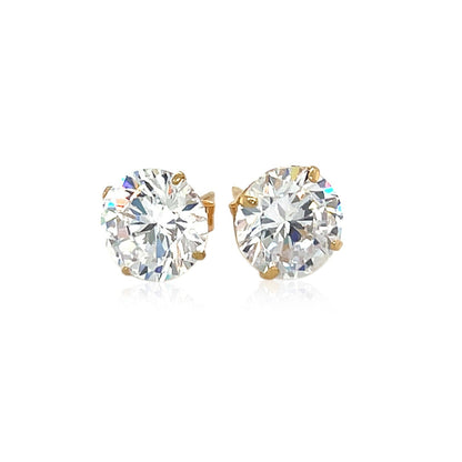 14k Yellow Gold 8.0mm Round CZ Stud Earrings Bids.com