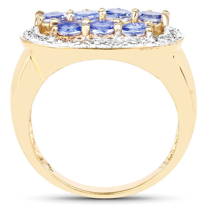 14K Yellow Gold Plated 1.70 Carat Genuine Tanzanite .925 Sterling Silver Ring Bids.com
