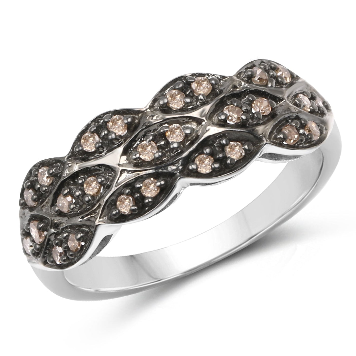 0.31 Carat Genuine Champagne Diamond .925 Sterling Silver Ring Bids.com