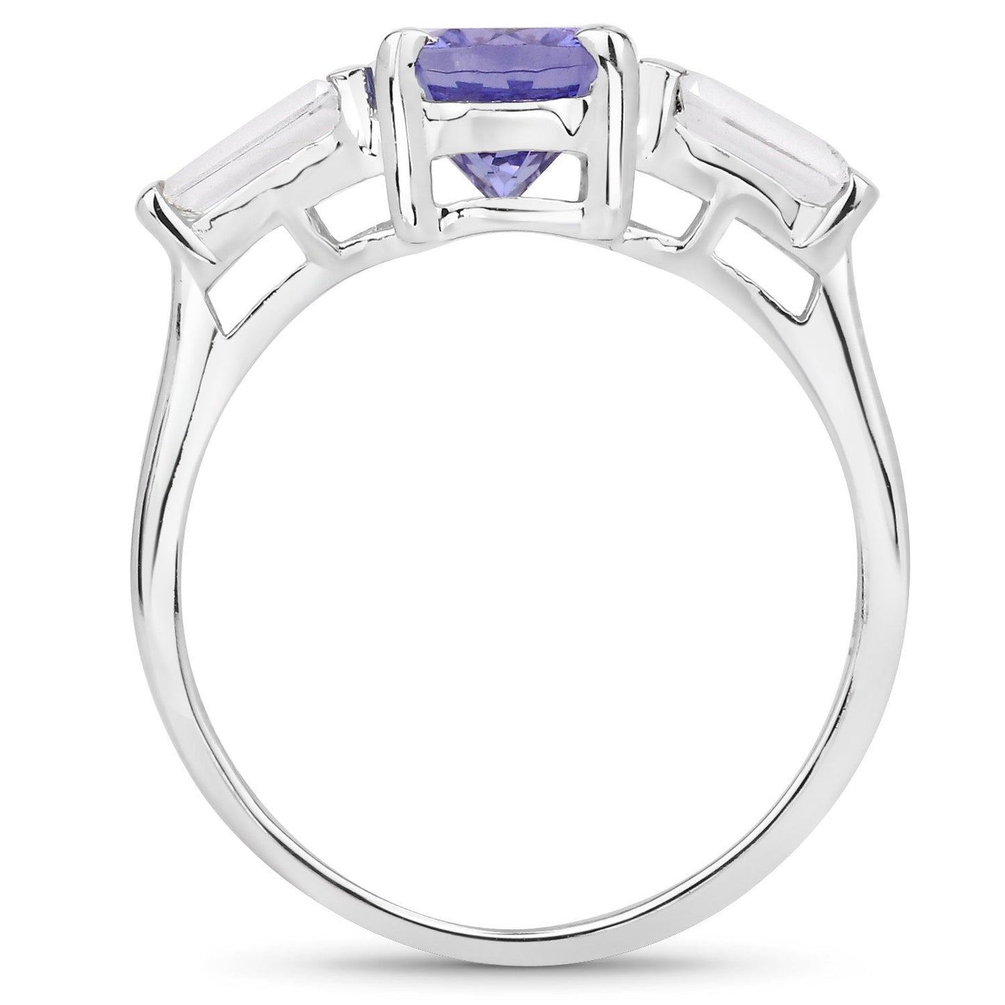 2.00 Carat Genuine Tanzanite and White Topaz .925 Sterling Silver Ring Bids.com