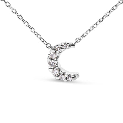 10K White Gold Diamond Accented Crescent Moon Shaped 18" Inch Pendant Necklace (H-I Color, I1-I2 Clarity) Bids.com