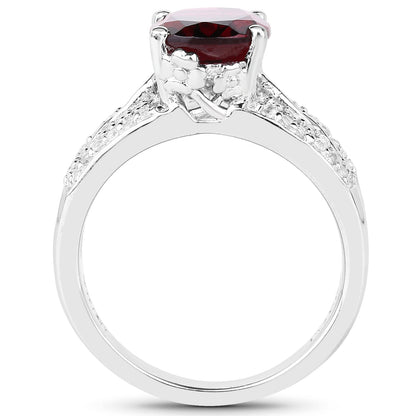 3.23 Carat Genuine Rhodolite and White Topaz .925 Sterling Silver Ring Bids.com