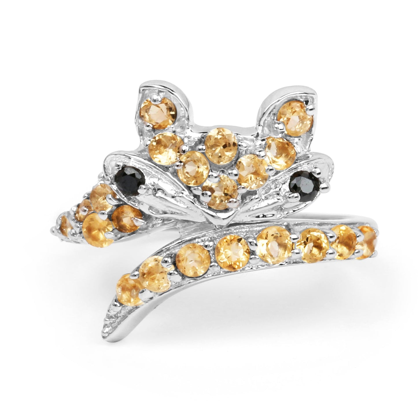 1.00 Carat Genuine Citrine & Black Spinel .925 Sterling Silver Ring Bids.com