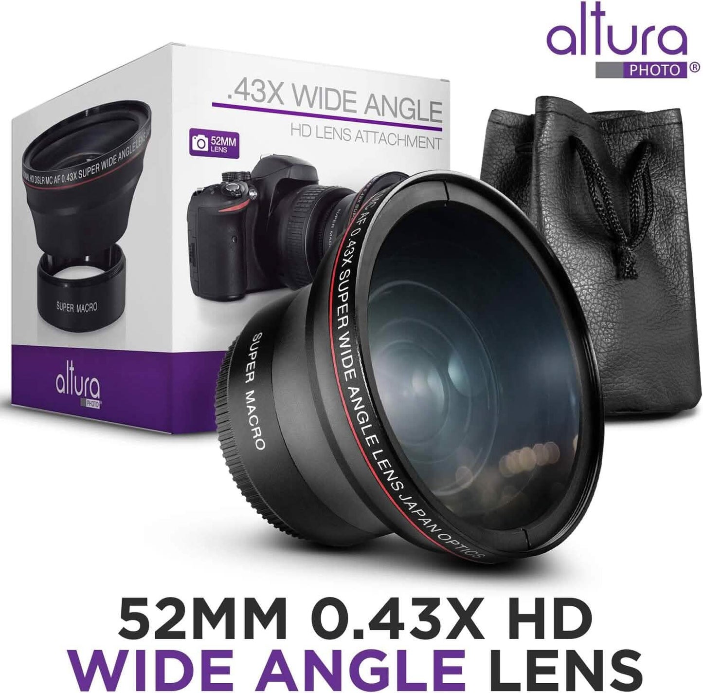 52MM 0.43x Altura Photo Professional HD Wide Angle Lens (w/Macro Portion) for Nikon  (Refurbished) DailySale
