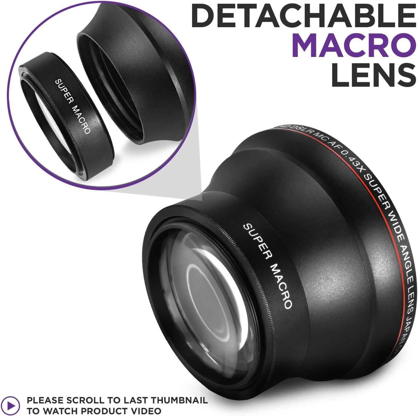 52MM 0.43x Altura Photo Professional HD Wide Angle Lens (w/Macro Portion) for Nikon  (Refurbished) DailySale