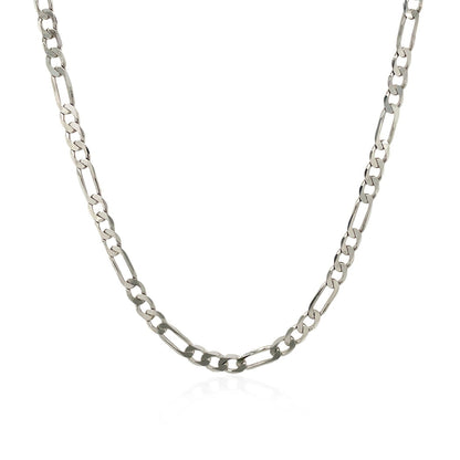 3.0mm 14k White Gold Solid Figaro Chain Bids.com