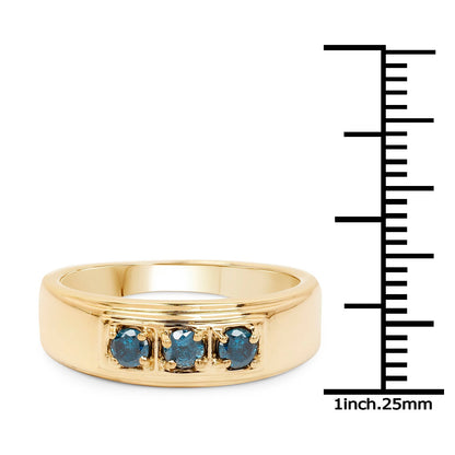 14K Yellow Gold Plated 0.33 Carat Genuine Blue Diamond .925 Sterling Silver Ring Bids.com
