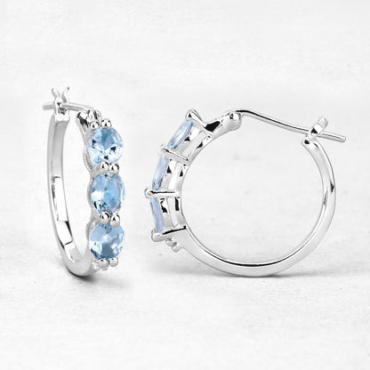 1.75 Carat Genuine Aquamarine and White Diamond .925 Sterling Silver Earrings Bids.com