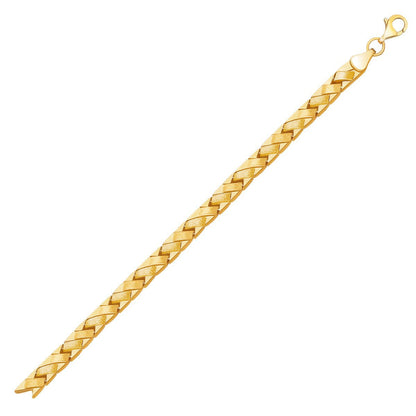 14k Yellow Gold Fancy Basket Weave Line Bracelet Bids.com
