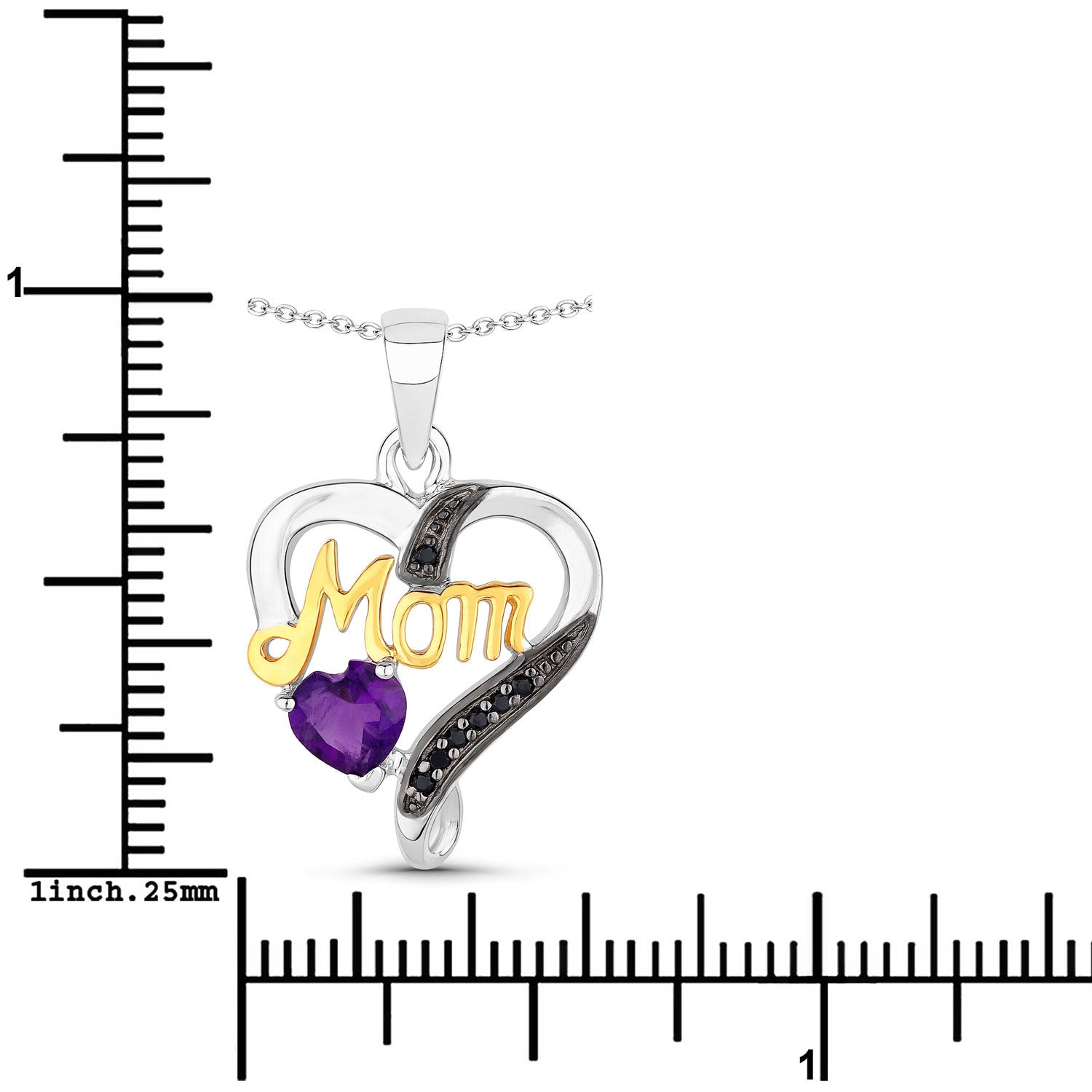 0.48 Carat Genuine Amethyst and Black Spinel .925 Sterling Silver Pendant Bids.com