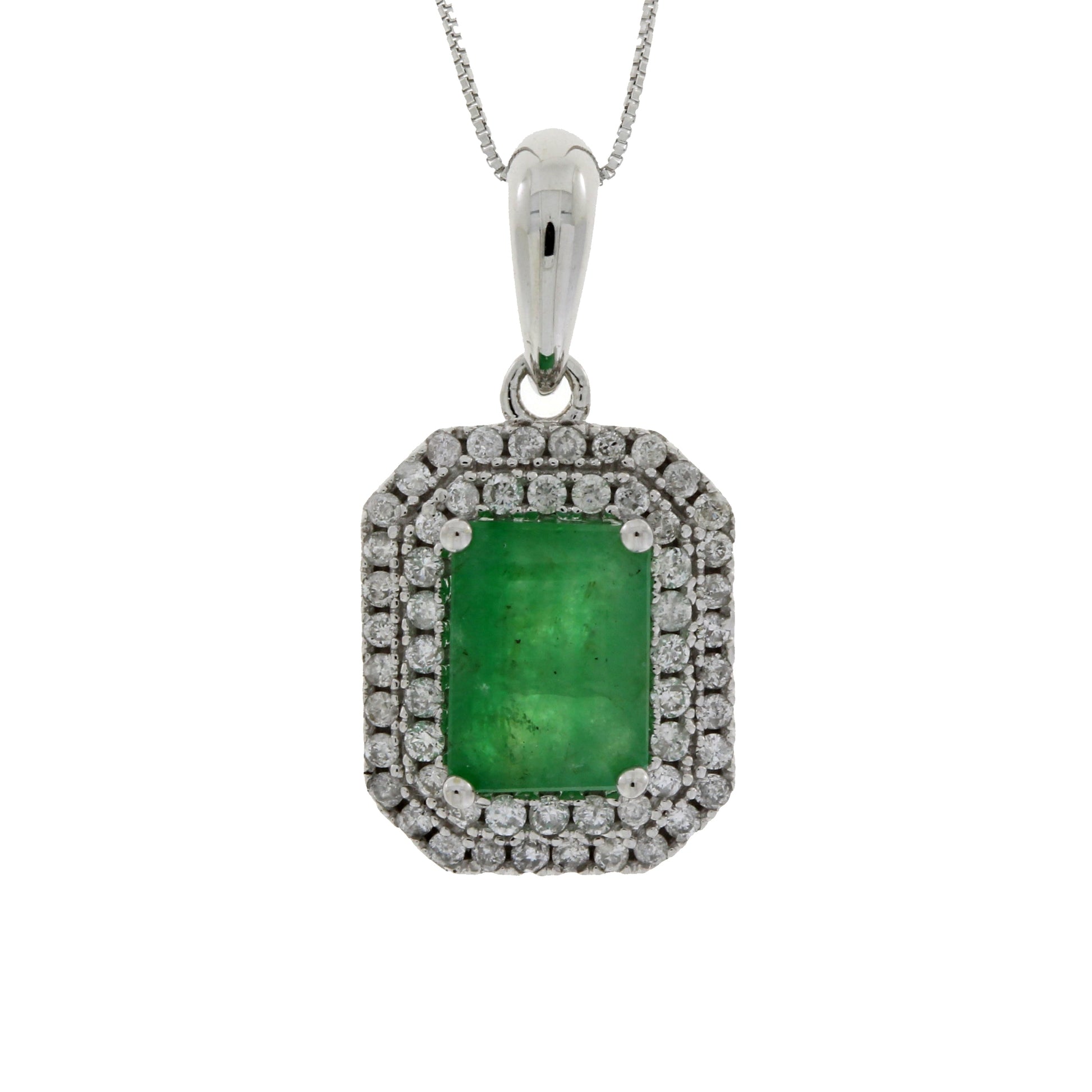 1.08ct Emerald Diamond Fashion Pendants 14KT White Gold Bids.com