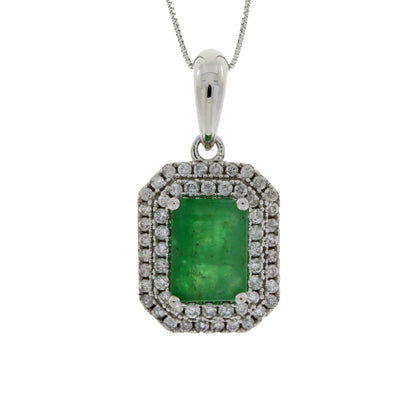 1.08ct Emerald Diamond Fashion Pendants 14KT White Gold Bids.com