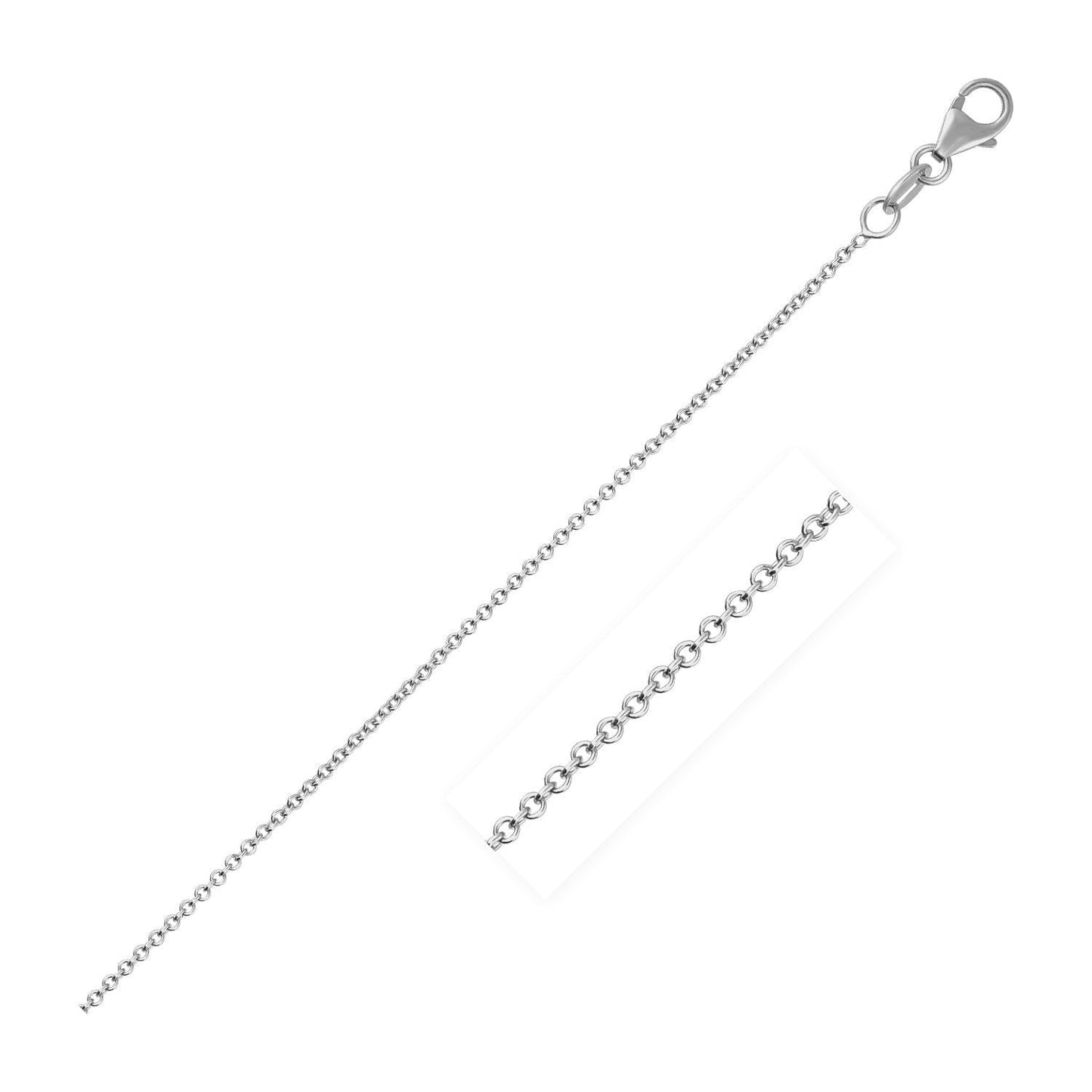 14k White Gold Round Cable Link Chain 1.1mm Bids.com