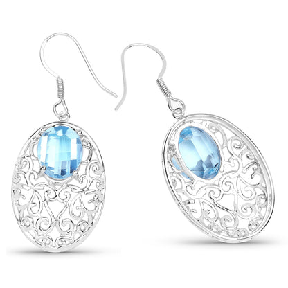 10.72 Carat Genuine Blue Topaz .925 Sterling Silver Earrings Bids.com