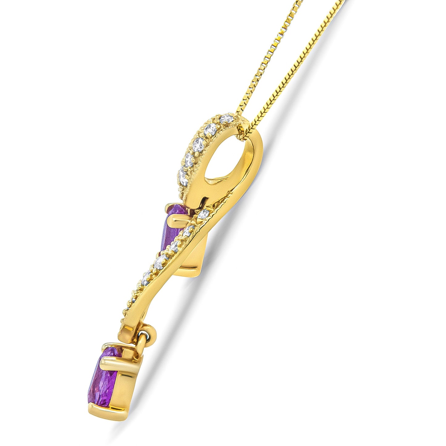 14K Yellow Gold 6x4mm Oval Pink Sapphire and 1/5 Cttw Round Diamond Pendant Necklace - (H-I Color, SI1-SI2 Clarity) Bids.com