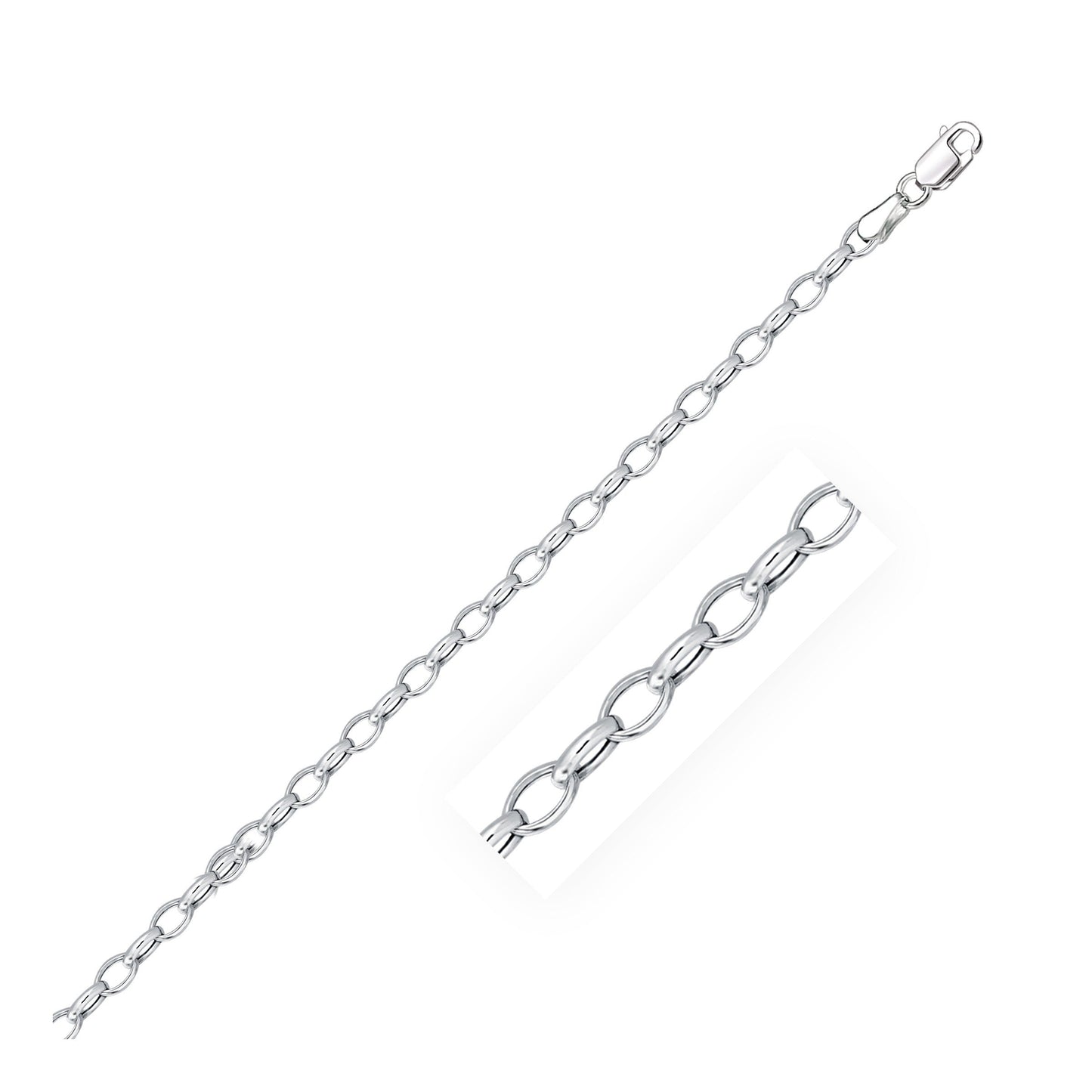 3.2mm 14k White Gold Oval Rolo Bracelet Bids.com