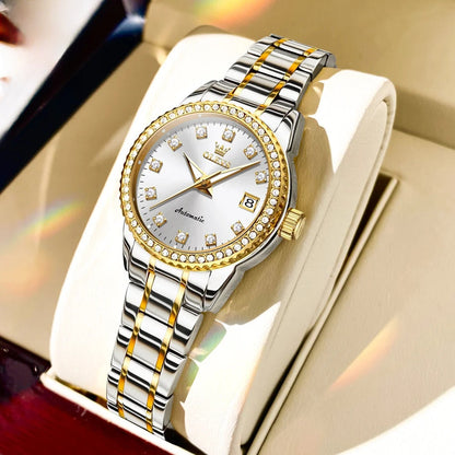 Women's Automatic Mechanical Diamond Dial Stainless Watch BandsCo Straps