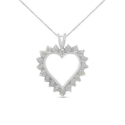 .925 Sterling Silver 1/4 Cttw Miracle Set Diamond Open Heart 18" Pendant Necklace (I-J Color, I3 Clarity) Bids.com