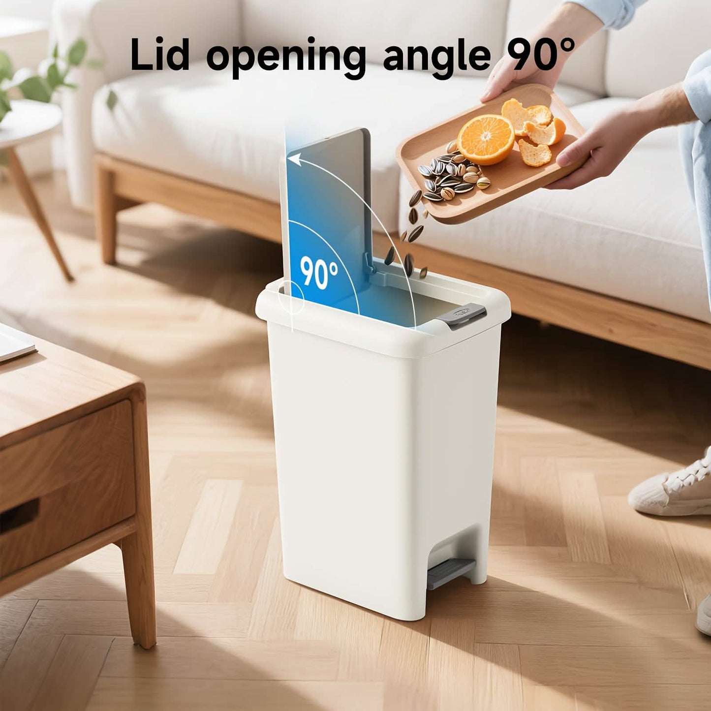 20L Oval Trash Can – Quiet Press-Top Lid with Foot Pedal DailySale