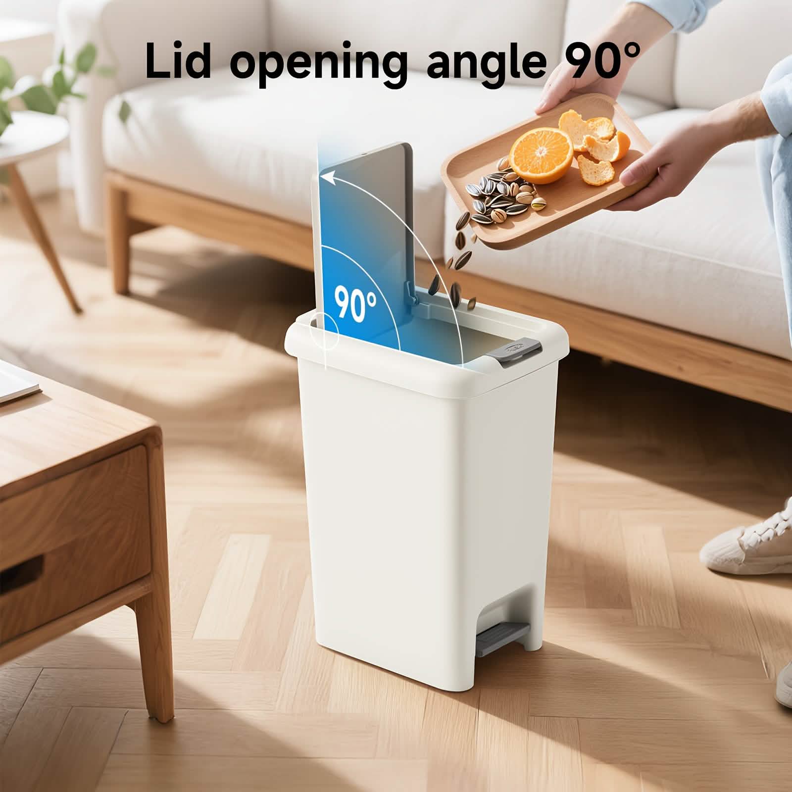 20L Oval Trash Can – Quiet Press-Top Lid with Foot Pedal DailySale