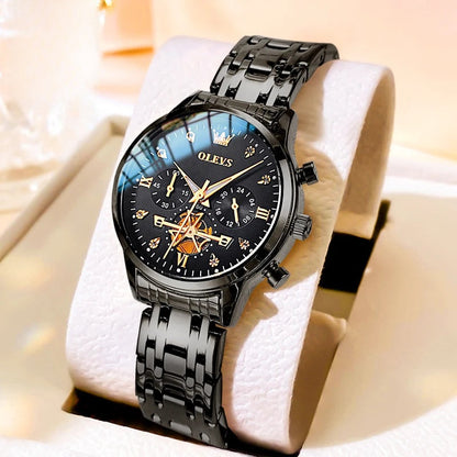 Women's Gold Stainless Steel Multifunction Quartz Watch BandsCo Straps