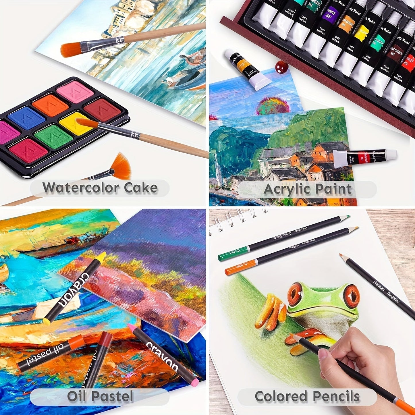 175-Piece Deluxe Art Set – Crayons, Colored Pencils & Acrylic Paints in Wooden Case DailySale