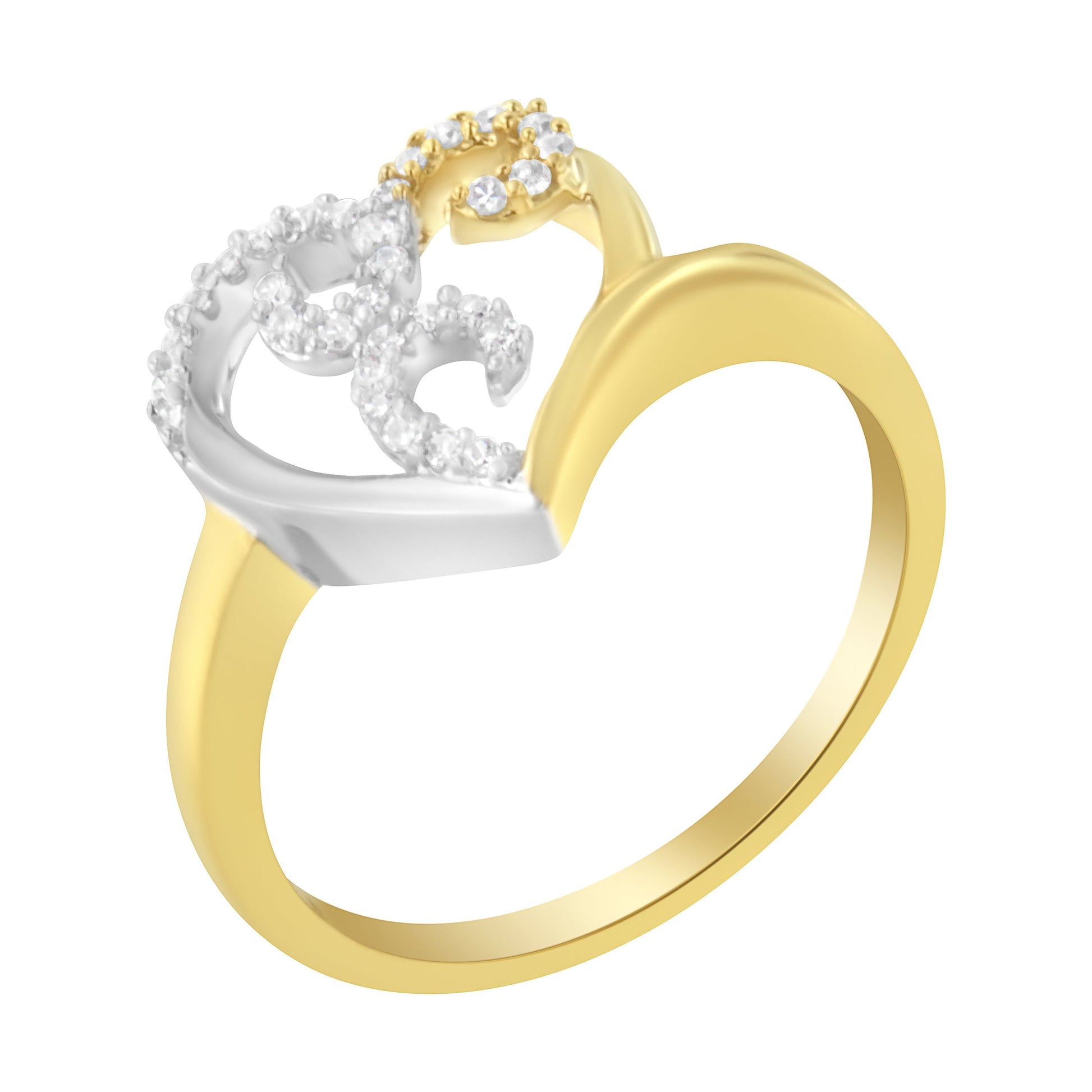 10K Two-Toned Gold Diamond Heart Shape Cluster Ring (1/6 Cttw, H-I Color, I1-I2 Clarity) - Size 6 Bids.com