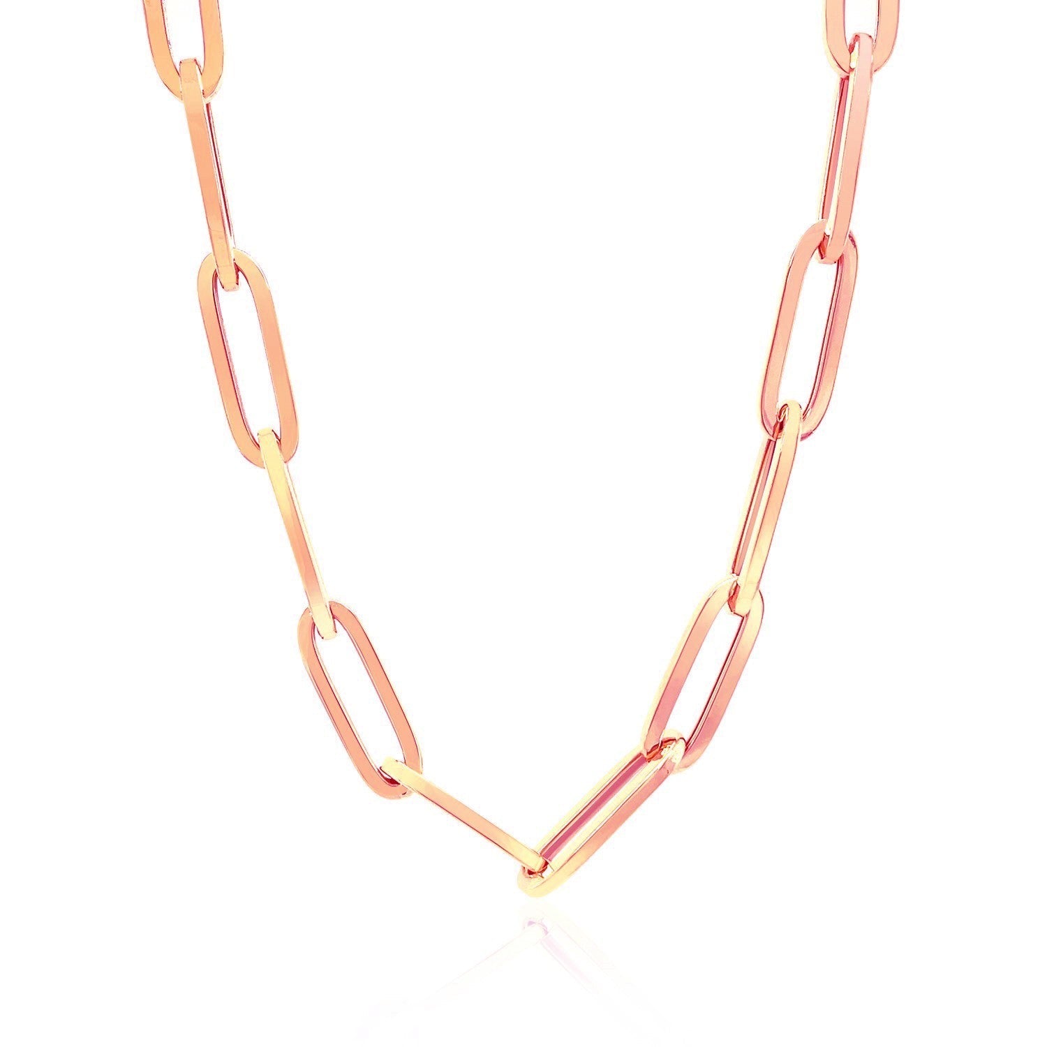 14K Rose Gold Wide Paperclip Chain (6.1mm) Bids.com