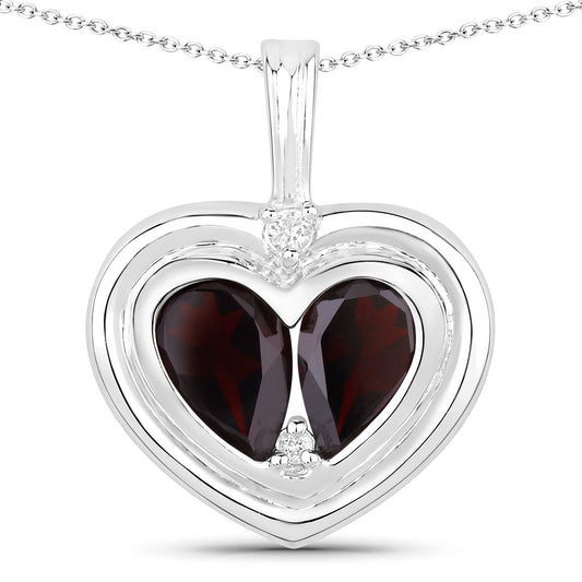 2.66 Carat Genuine Garnet and White Topaz .925 Sterling Silver Pendant Bids.com